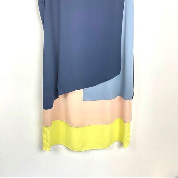 BCBG | Color Block Flowing Dress Blue Yellow Pink - Picture 6 of 9